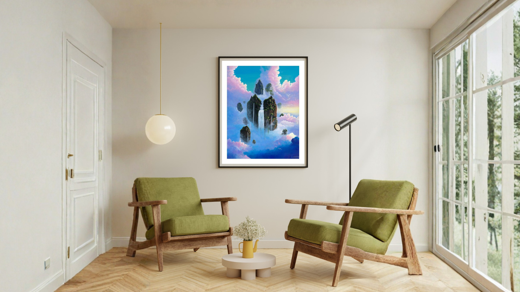 Art in green lounge area